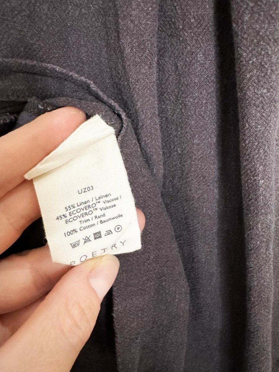 poetry linen-blend 1/2 button pullover shirt - good market thrift store