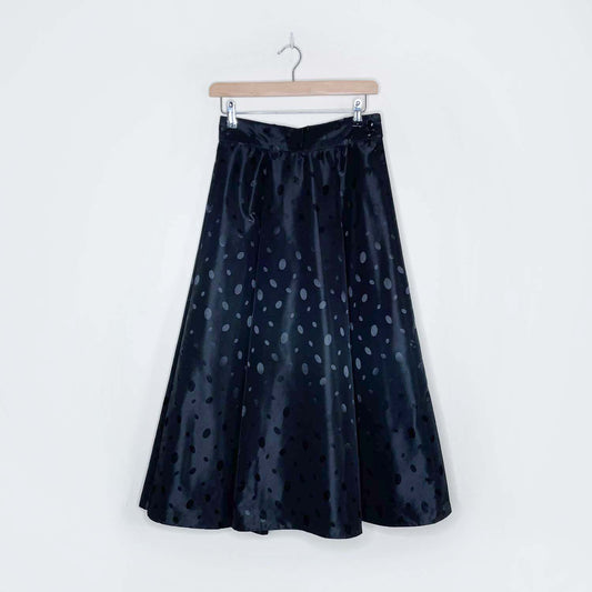 vintage black polka dot midi skirt - size small