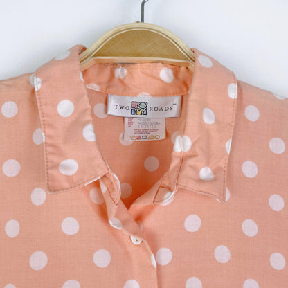 vintage two roads peach polka dot shirt + shorts set