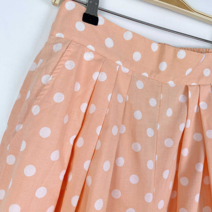vintage two roads peach polka dot shirt + shorts set