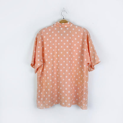 vintage two roads peach polka dot shirt + shorts set