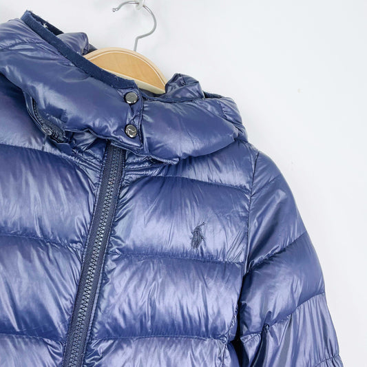 polo ralph lauren pony hooded down puffer coat - size M (8-10)
