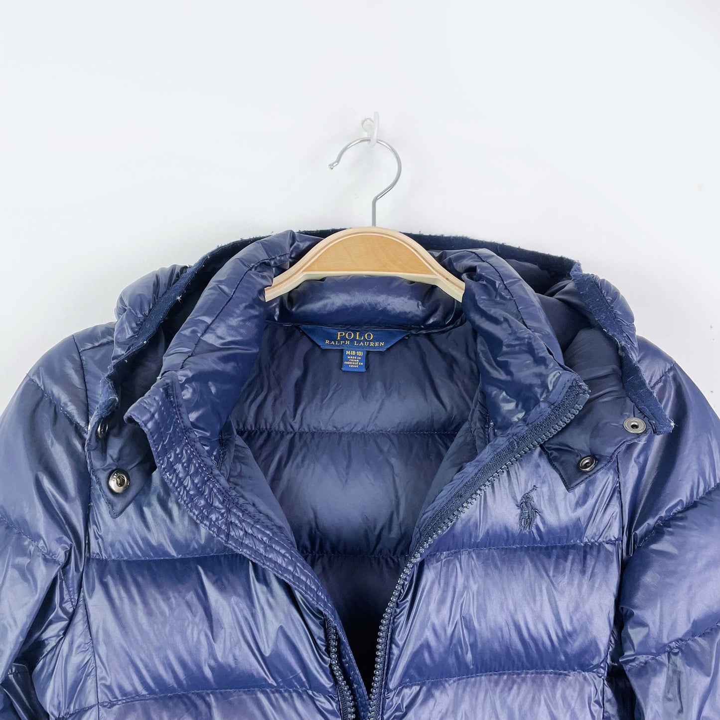 polo ralph lauren pony hooded down puffer coat - size M (8-10)