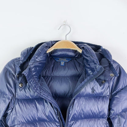 polo ralph lauren pony hooded down puffer coat - size M (8-10)