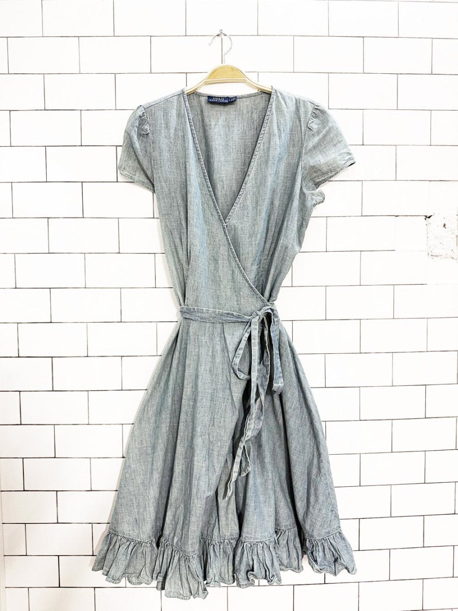 polo ralph lauren denim flounced skirt wrap dress - good market thrift store