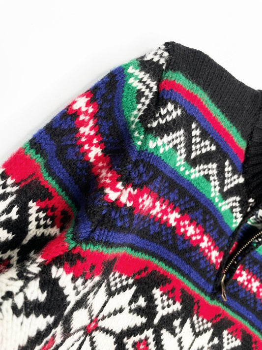 polo ralph lauren lambswool nordic fair isle 1/4 zip knit sweater - good market thrift store