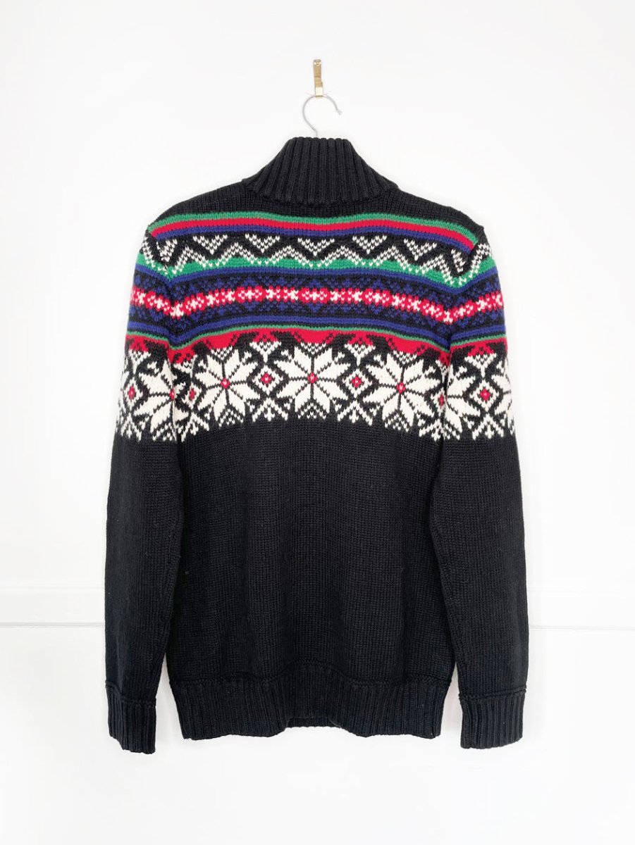 polo ralph lauren lambswool nordic fair isle 1/4 zip knit sweater - good market thrift store