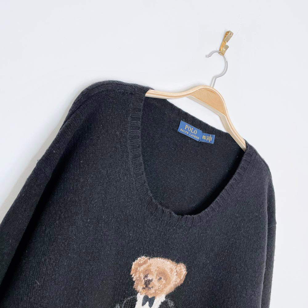 polo ralph lauen tuxedo bear wool sweater