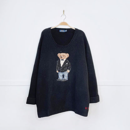 polo ralph lauen tuxedo bear wool sweater