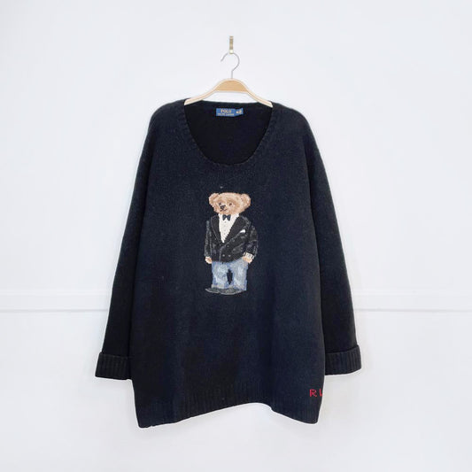 polo ralph lauen tuxedo bear wool sweater