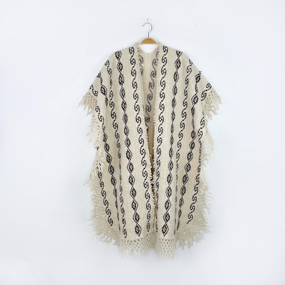 vintage wool western caftan poncho - one size