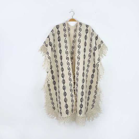 vintage wool western caftan poncho - one size