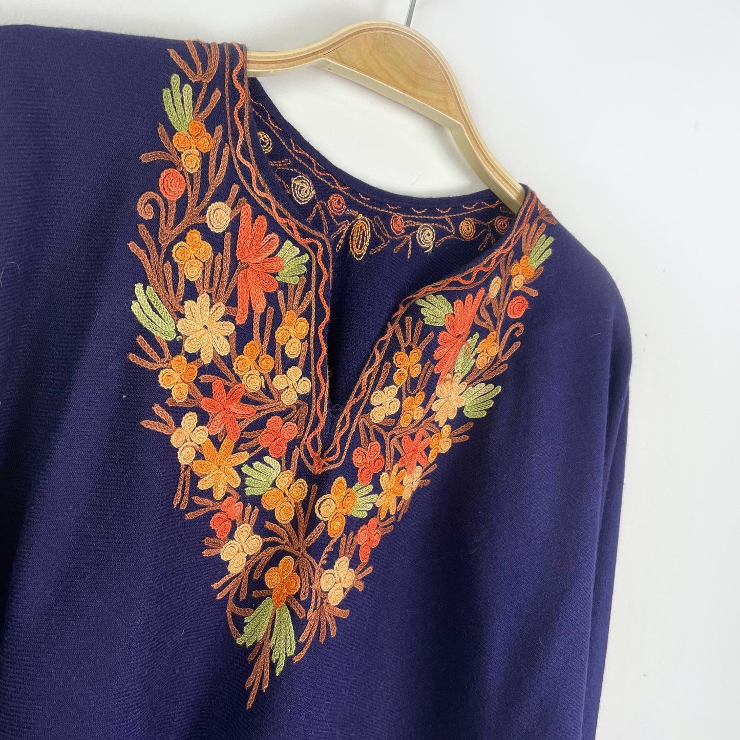 vintage boho embroidered poncho - one size