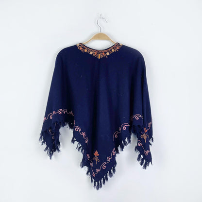 vintage boho embroidered poncho - one size