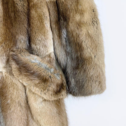 vintage illbury furs mink and fox trim double breasted coat - size small