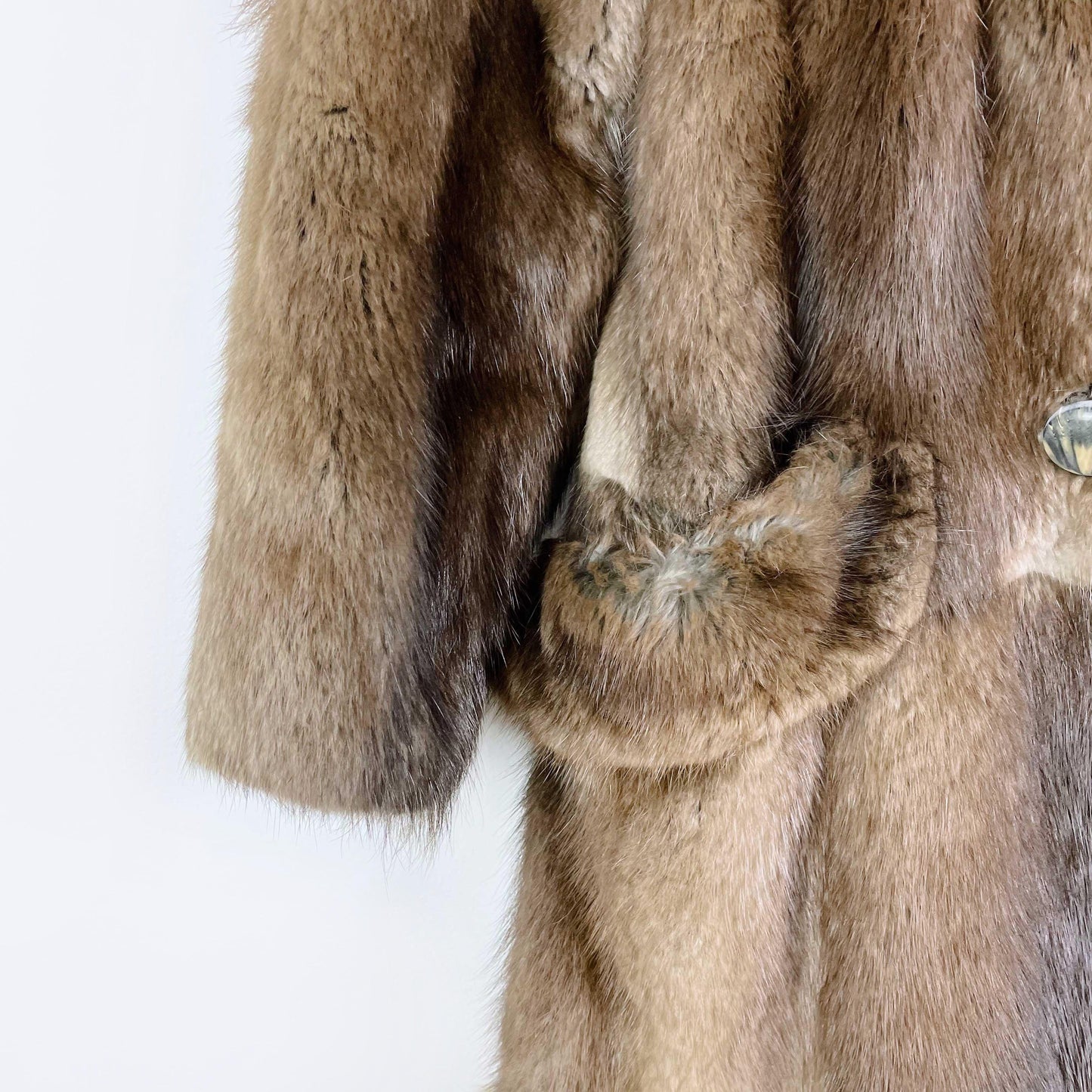 vintage illbury furs mink and fox trim double breasted coat - size small