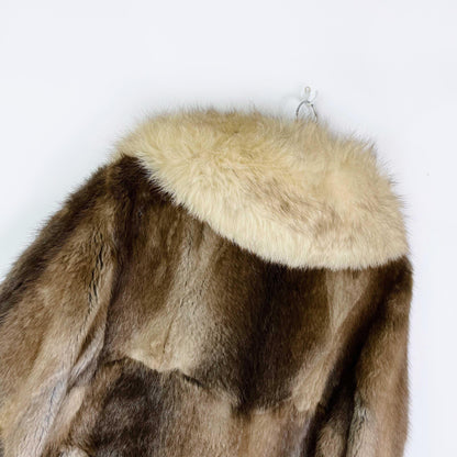 vintage illbury furs mink and fox trim double breasted coat - size small