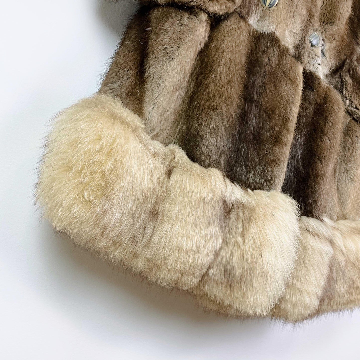 vintage illbury furs mink and fox trim double breasted coat - size small