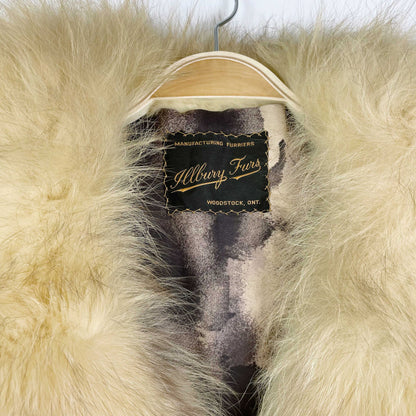 vintage illbury furs mink and fox trim double breasted coat - size small