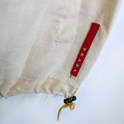 prada linen short sleeve drawstring hooded jacket - size small