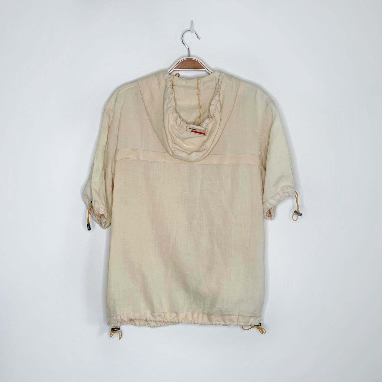 prada linen short sleeve drawstring hooded jacket - size small