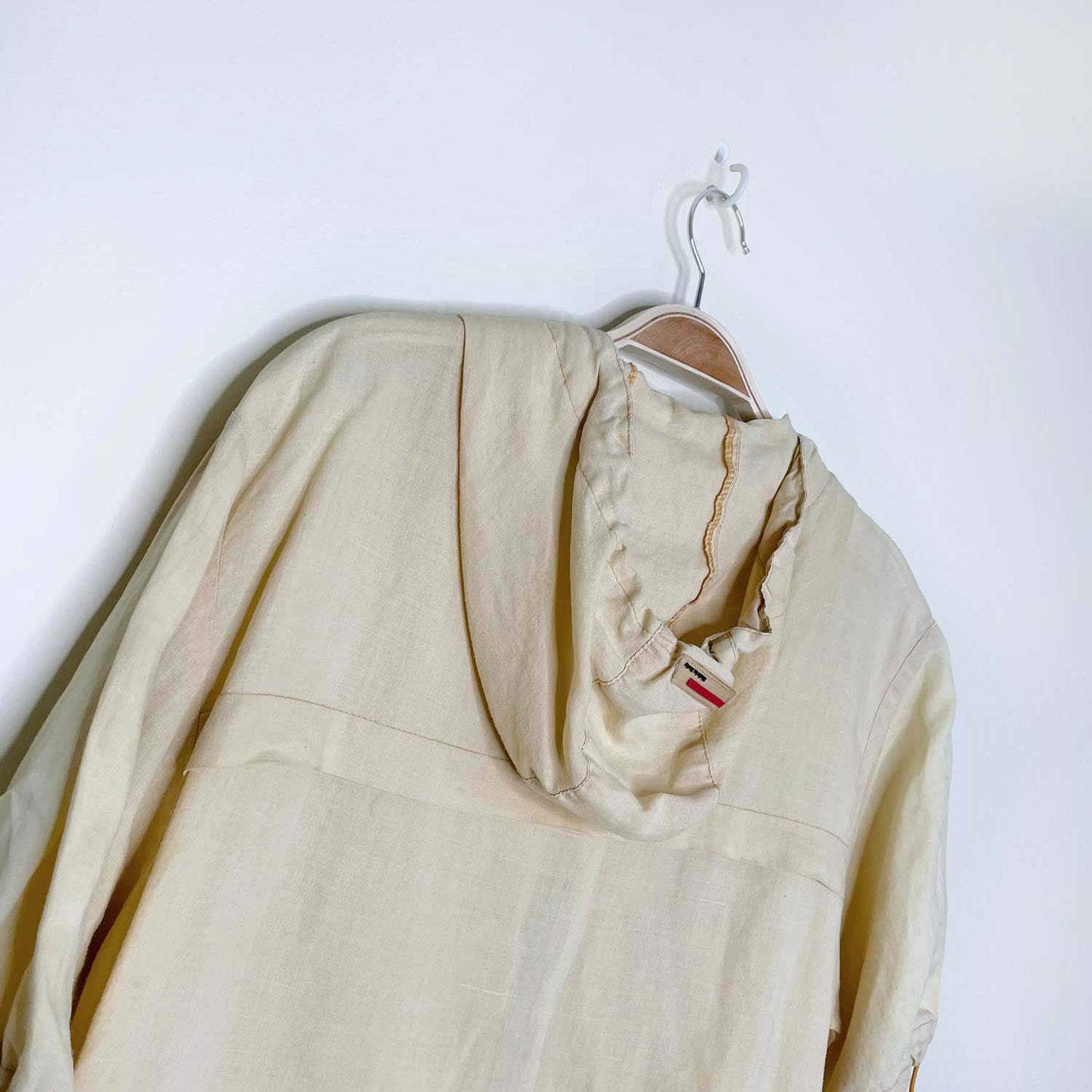 prada linen short sleeve drawstring hooded jacket - size small