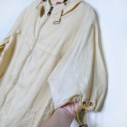 prada linen short sleeve drawstring hooded jacket - size small