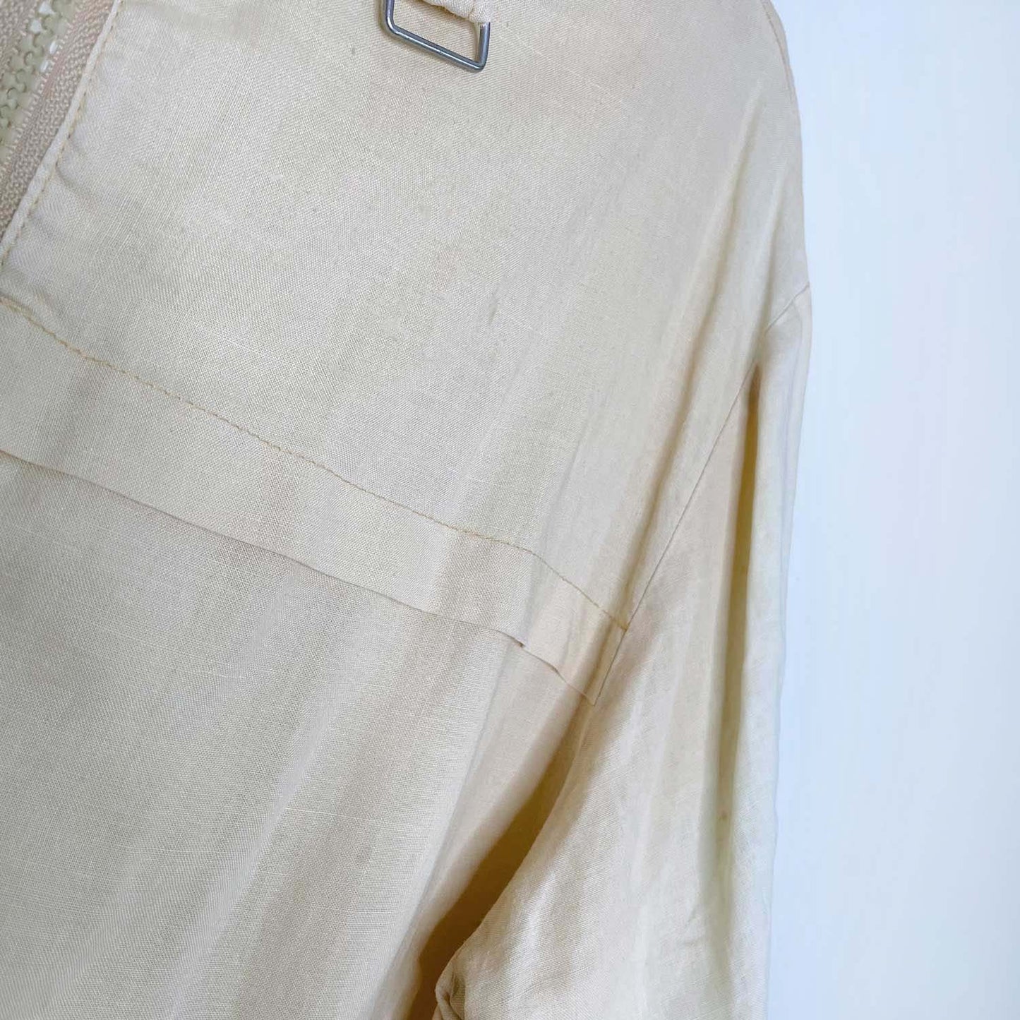 prada linen short sleeve drawstring hooded jacket - size small