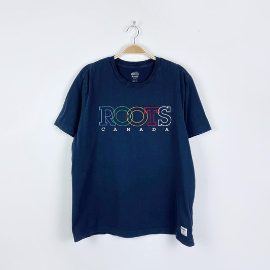 roots 2018 pride rainbow logo tee - size medium