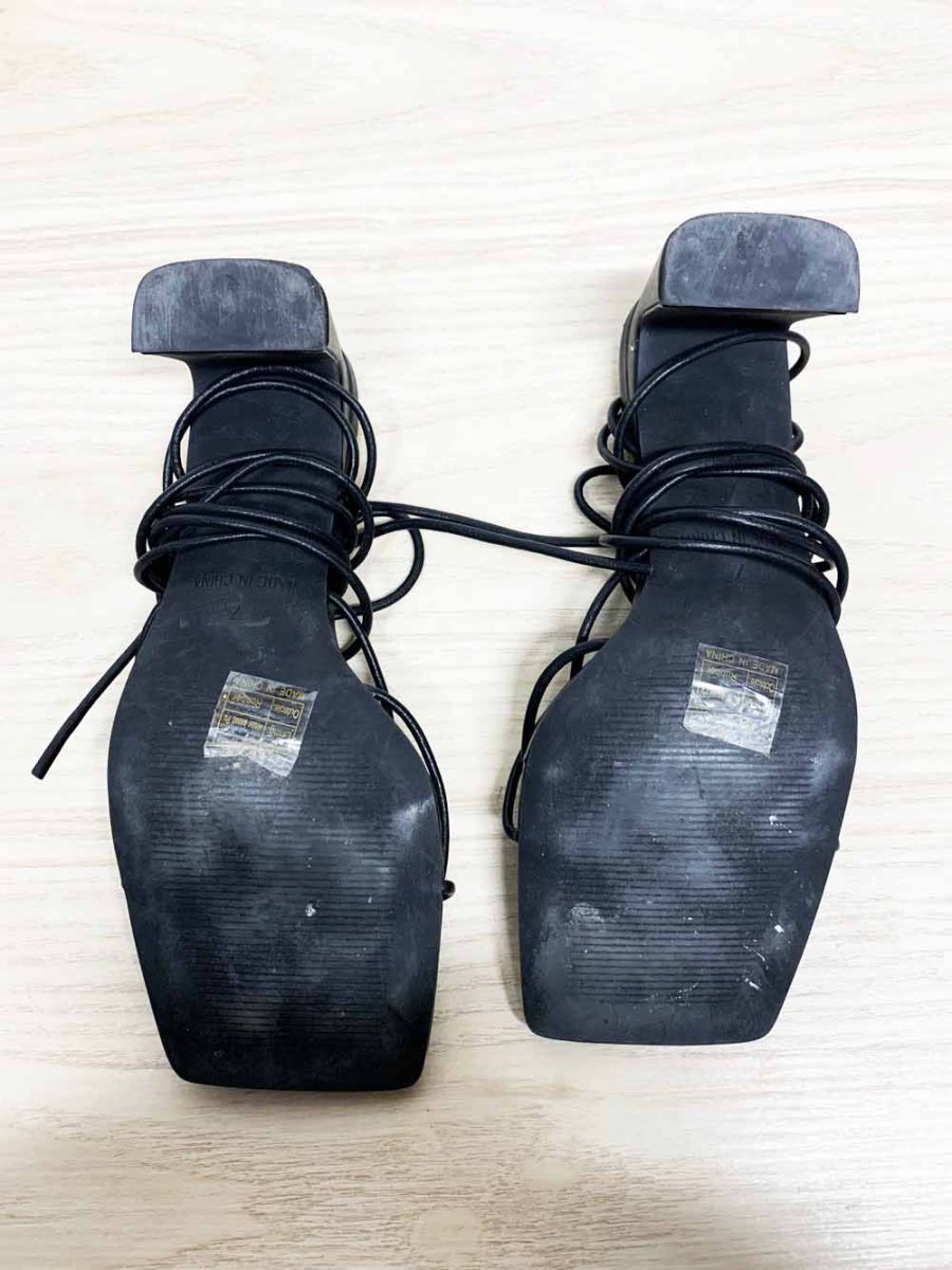 princess polly calile square toe wrap around ankle strappy heeled sandals - good market thrift store