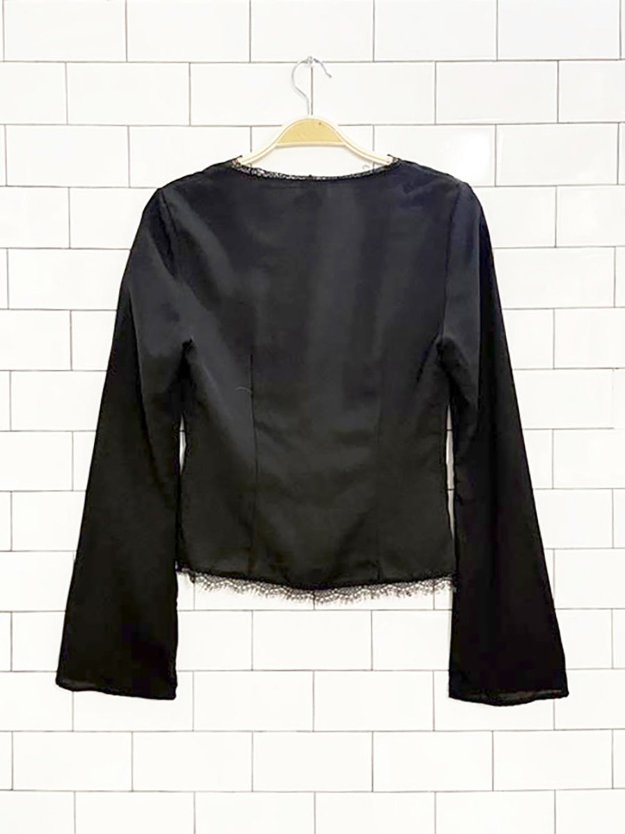 princess polly hagner lace trim tie front top - good market thrift store