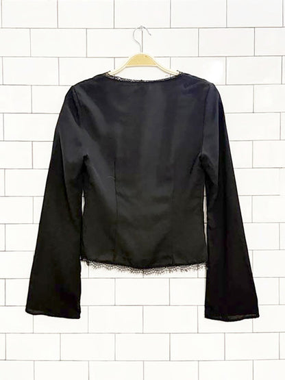 princess polly hagner lace trim tie front top - good market thrift store