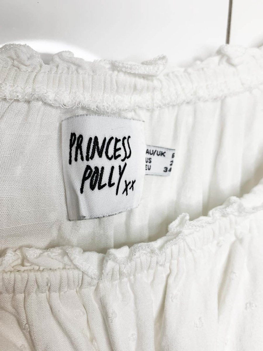 princess polly love galore tiered off shoulder romper - good market thrift store