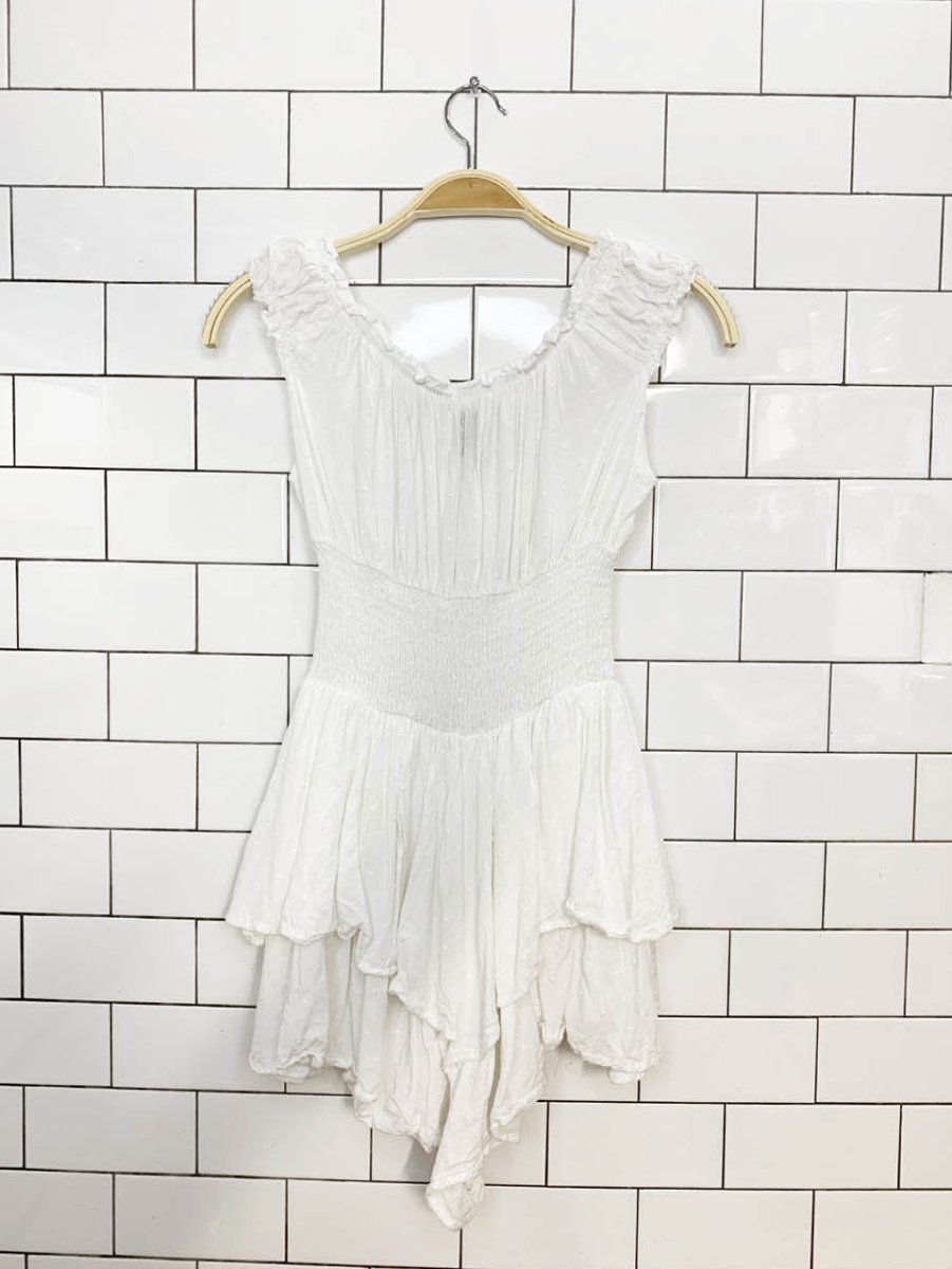 princess polly love galore tiered off shoulder romper - good market thrift store