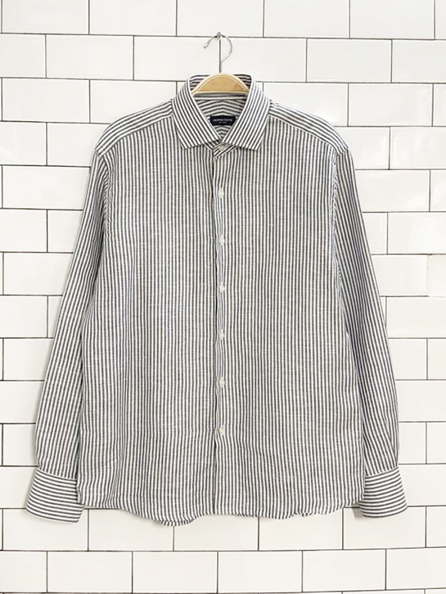 proper cloth linen - blend striped shirt - good market thrift store