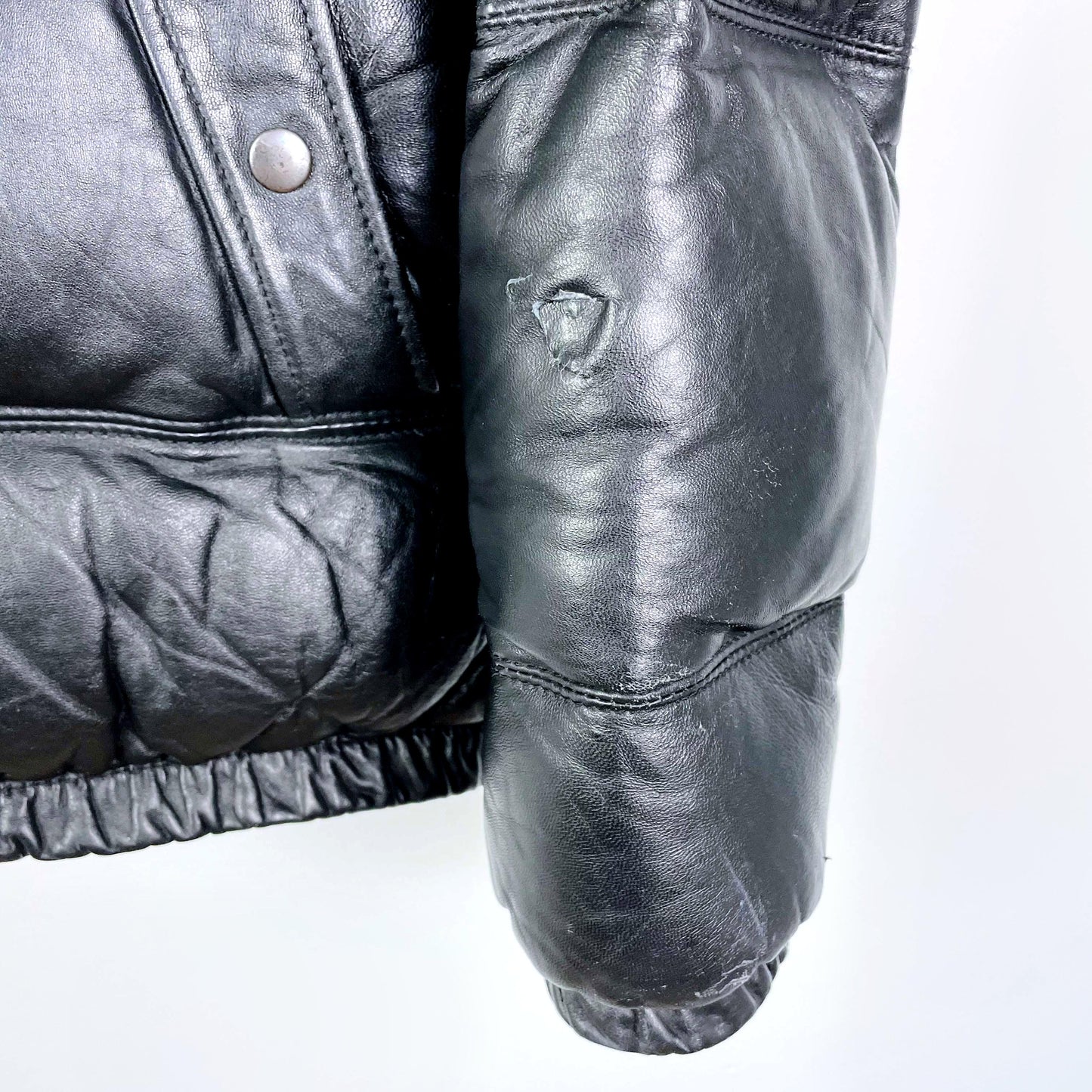 vintage philippe monet black leather puffer jacket - size 44
