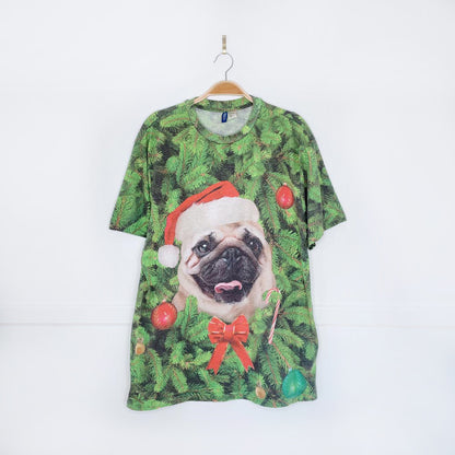h&m holiday pug tee