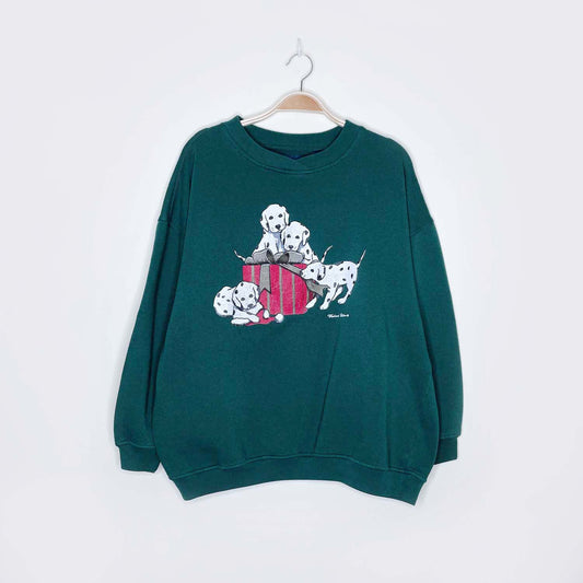 vintage weekend edition holiday puppies present crew - size xl
