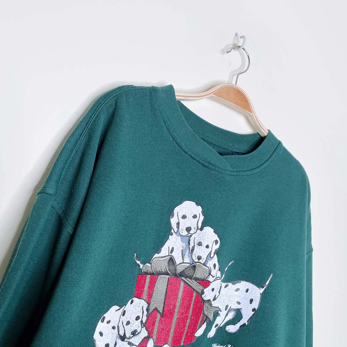 vintage weekend edition holiday puppies present crew - size xl