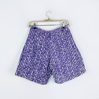 vintage picket and post roses + purple stripes shorts