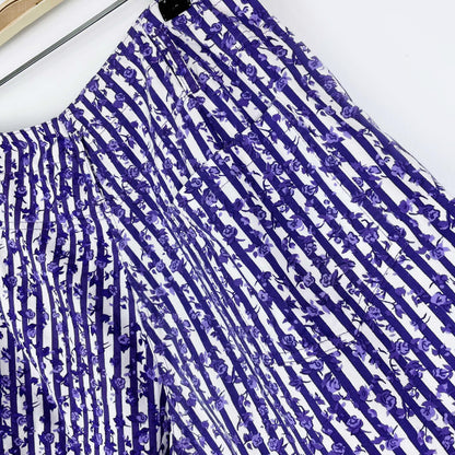 vintage picket and post roses + purple stripes shorts