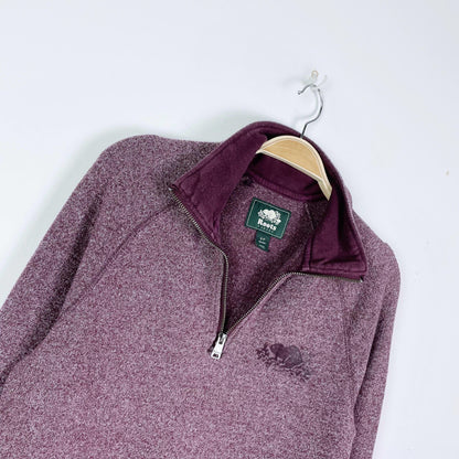 roots purple heather 1/4 zip stein - size small