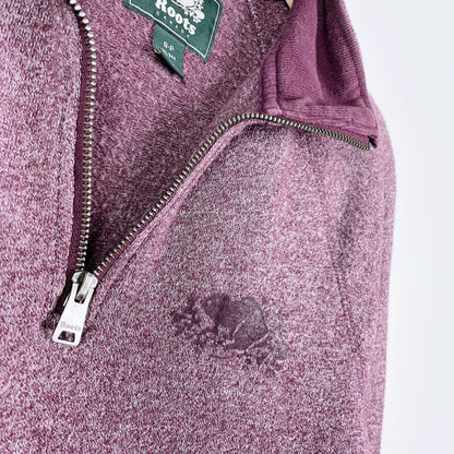 roots purple heather 1/4 zip stein - size small