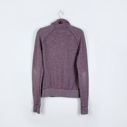 roots purple heather 1/4 zip stein - size small