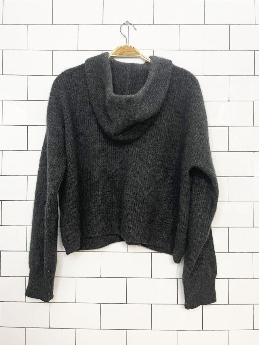 quince 100% mongolian cashmere boxy ribbed knit hoodie - good market thrift store