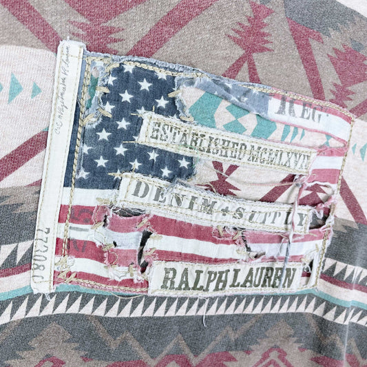 ralph lauren denim & supply aztec flag hoodie - size medium