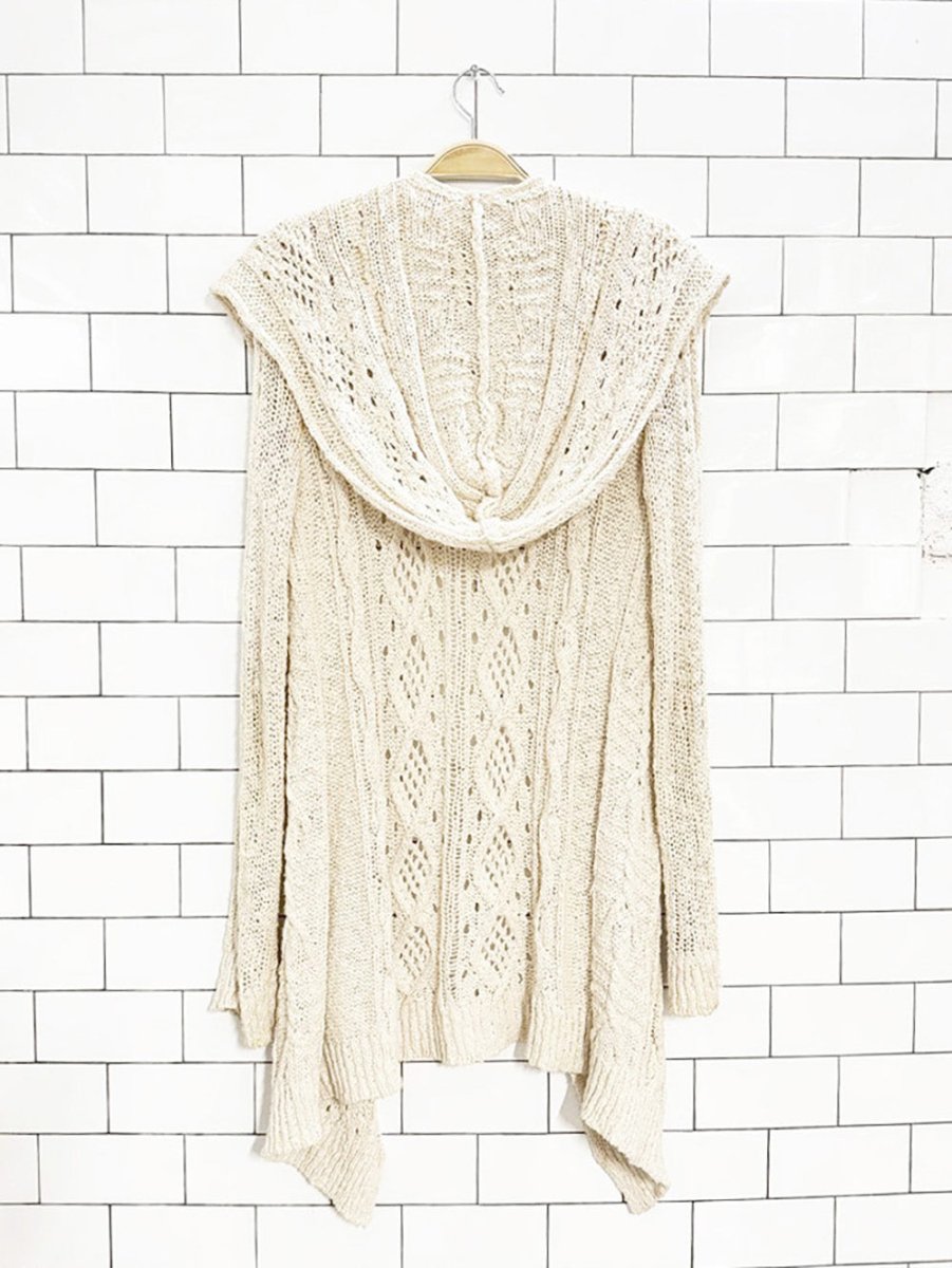 rachel roy pointelle slouchy hooded knit cardigan - good market thrift store