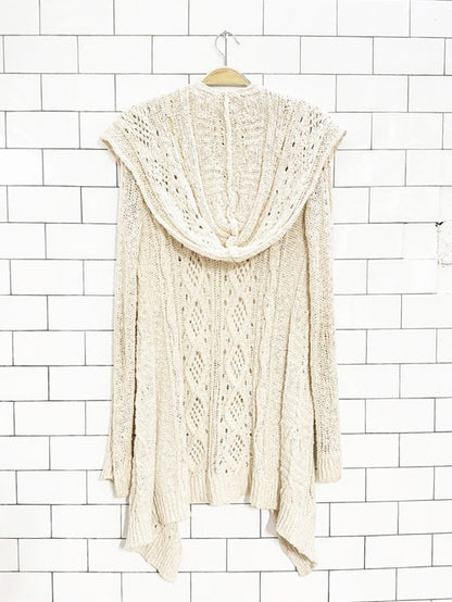 rachel roy pointelle slouchy hooded knit cardigan - good market thrift store