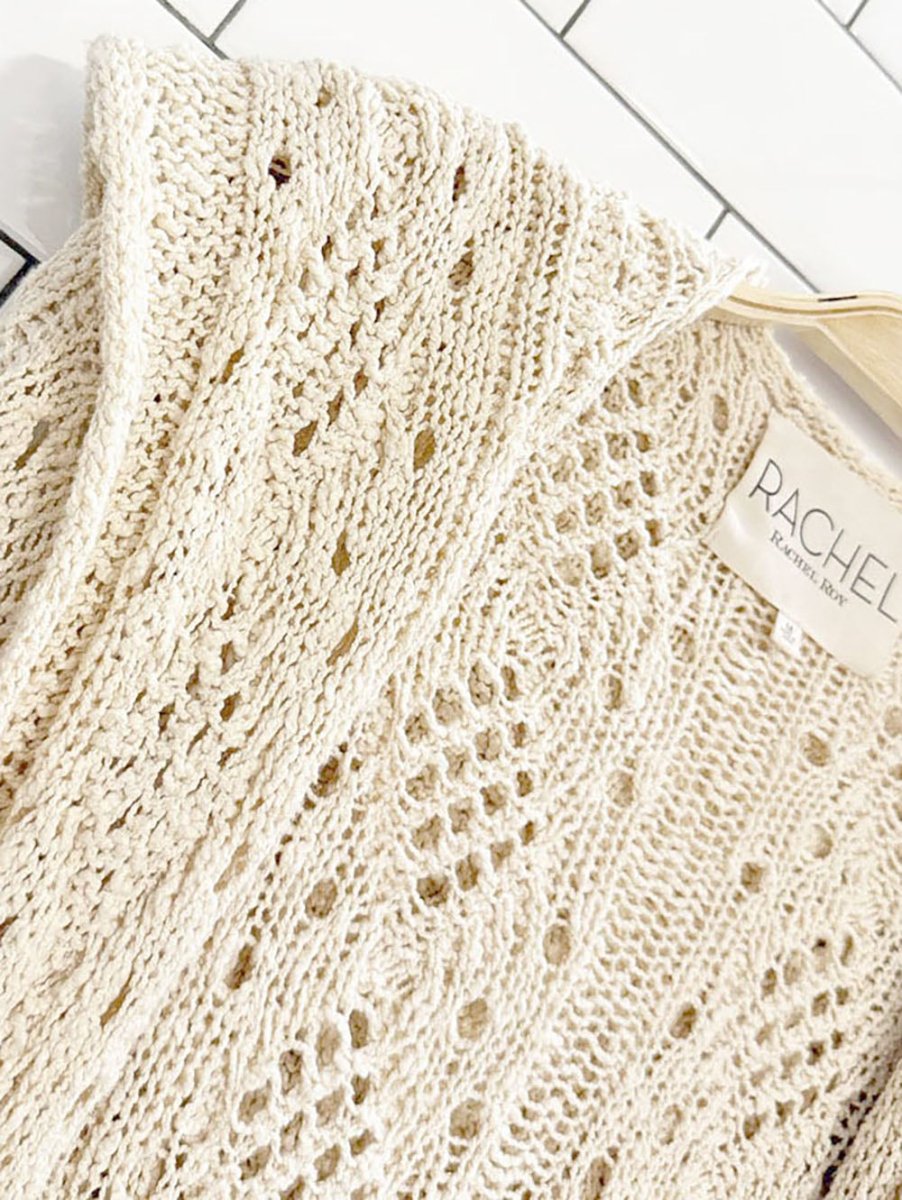 rachel roy pointelle slouchy hooded knit cardigan - good market thrift store