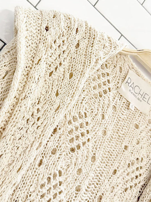 rachel roy pointelle slouchy hooded knit cardigan - good market thrift store